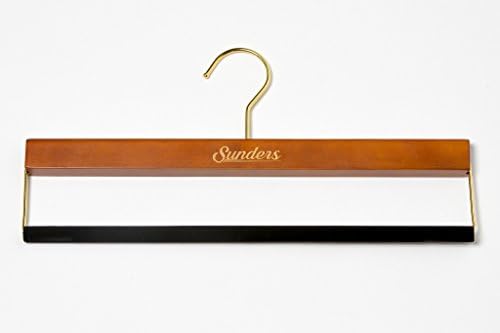 Wooden Hangers for Pants or Slacks | Natural, Solid, Durable Wood | With Velvet Roll Bar and Attractive Golden Polished Frame and Swivel Hook | Hanger Designed for Pants or Slacks | Set of 5