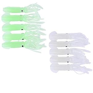 Lot De 10 Leurres De Pêche à La Traîne Souples Et Phosphorescents Pour Thon, Marlin, Dauphin, Bar, Blanc Et Vert, 10,2 Cm/7,9 G