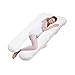 61-inch U Oversized Maternity Pillow, Best Pregnancy Pillow / Luxury Total Body Pillow for Side Sleepers – Contoured Nursing Support Cushion w/ Zipper Removable Cotton Cover - Ivory White