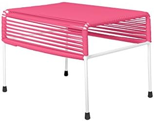 INNIT 08-02-05 Adam Pink Weave Ottoman with White Frame, Multi-Colour