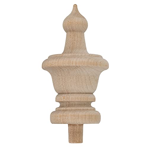 Turned Oak Finial & Spindle Unfinished Wood Spindle, Unpainted Wooden