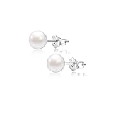 Sterling Silver Stud Earrings Freshwater Cultured Pearl Handpicked AAA Quality White