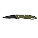 Kershaw Leek Serrated Folding Pocket Knife Manual Opening - Black Blade, Olive - 1660OLBLKST primary