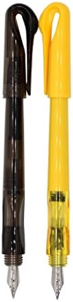Ranvi Swan Fountain Pen, Couple Pen, 2 PCS (transparent black, yellow)