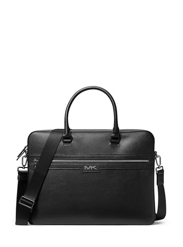 Michael Kors Men's Malone Briefcase, Silver-Tone Hardware/Black