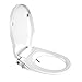 Soft close Dual Nozzles Non-Electric Bidet Round Toilet Seat in White with On/Off Solid Brass T Adapter | Eco-Friendly Water-Powered & Save Paper | Easy Installation and Slim Design