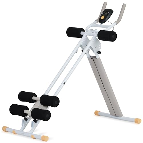 sportplus+ abdominal trainer for home, 4 training angles, foldable & space-saving, padded supports, trains abdomen & back, safety tested up to 100 kg, Red/White