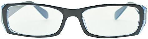 Classic Unisex UV Radiation Protection Safety Eyeglasses,Readers Anti Glare Spring Hinges Computer Glasses (Black and Blue Frame)