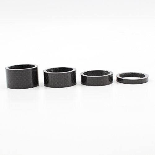QILEFU 4pc Bike Bicycle Full Carbon Headset Spacer 1-1/8" 20 15 10 5mm (black)