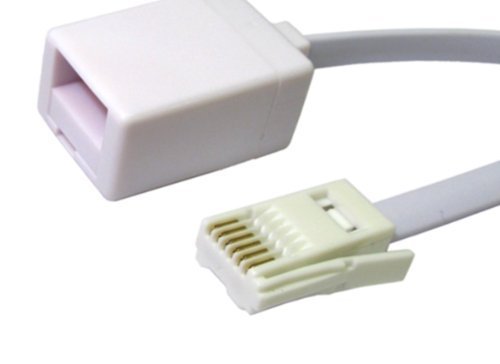 World of Data - 20m BT Telephone Extension Cable - White Coloured - BT Male Plug to Female Socket - 6 Core - Copper Wiring