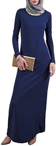 Artizara Womens Aara Abaya Kaftan Casual Stretch Everyday Modest Muslim Islamic Long Maxi Dress - Navy Blue