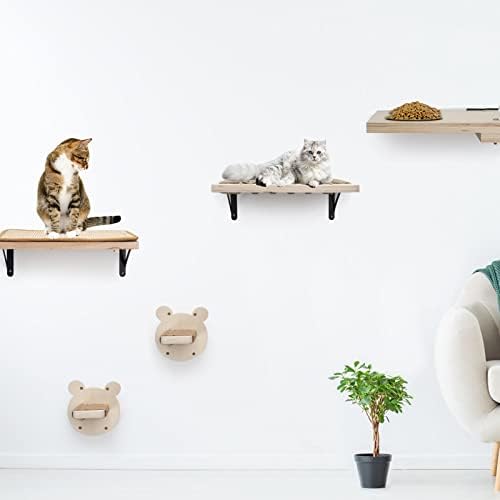 Litail Cat Wall Shelves, Floating Cat Wall Shelf with Feeder, Cat