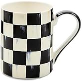 MACKENZIE-CHILDS Porcelain Mug, Tea and Coffee Mug, Black-and-White Courtly Check