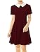 Allegra K Women's Doll Collar Short Sleeves Fit and Flare Dress M Red