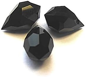 10 pcs Opaque Black Jet Glass Faceted Teardrop Briolette Beads, Top drilled Faceted briolette 10mm