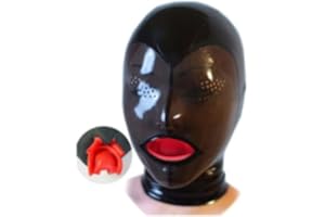 Full Face Cover Mask with Eye and Mouth Hole, Transparent Sex BTSM Latex Hood SM Mask with Zipper for Party, Cosplay
