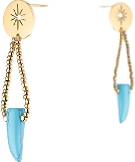 Yellow Gold and Turquoise Tooth Pierced Earrings