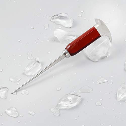 Ice Pick,9.2 Inch 18/10 Food Grade Stainless Steel Anvil Janpanese Style Ice Chipper Ice Crusher with Wood Handle for Kitchen Bars Bartender