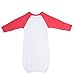 Laughing Giraffe Raglan Baseball Baby Gown with Fold over Mittens 0-6M (White/ Red, 0-6 Months)