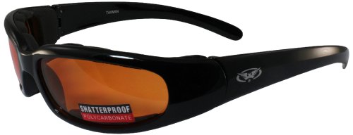 Global Vision Chicago Padded Riding Glasses (Black Frame/Orange Lens)