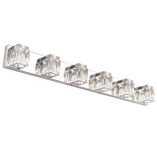 RALBAY LED Modern Bathroom Vanity Lights 6 Lights Crystal Glass