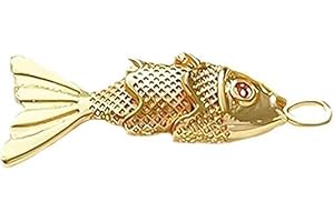 Gold Fish Charm Pendant,Sea Animal Golden Fish Shaped Gold Plated Pendants Pave Ocean Pendants for Men Women for DIY Bracelet