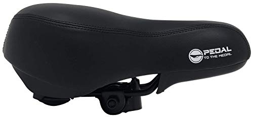 Pedal To The Medal Bike Seat – Most Comfortable Bicycle Seat for Women -Comfort Stationary Bike Seat Cushion, Spin Bike, Road Bike, or Mountain Bike Saddle – Water and Dust Resistant Cover (Black)