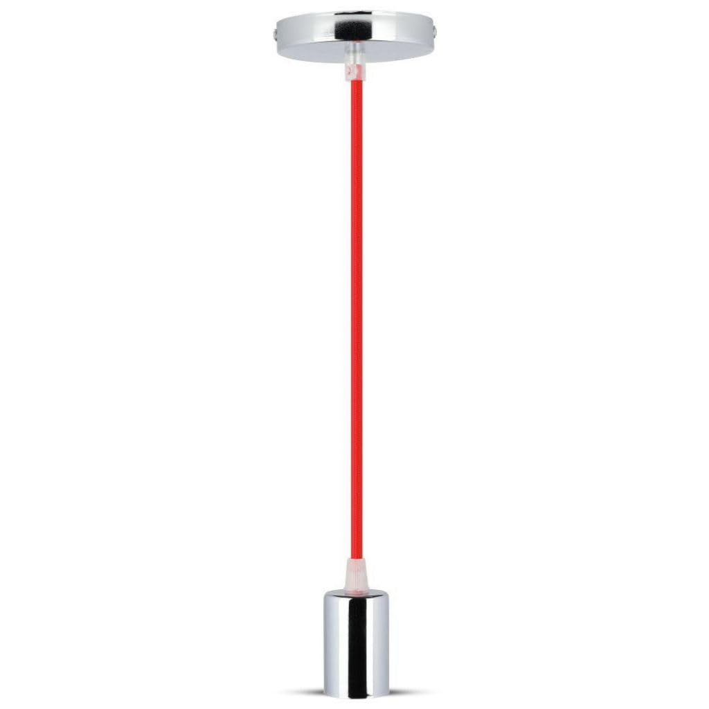 V-TAC VT-7338 Indoor E27 Chrome,Red Ceiling Lighting - Lamp (Chrome,Red,Surfaced,Cylinder,Modern,1 Bulb(s), E27)