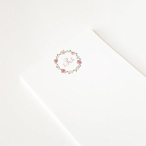 Personalized Notepads for Women, Floral Monogrammed Notepad, Flower Writing Paper, size 5.5 in x 8.5 in, 50 sheets per pad.