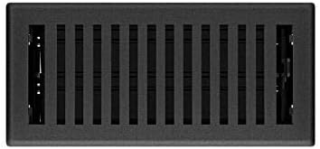 Registers, Grilles & Vents - Hartford Ventilation Floor Register 4” x 10” - Newport Collection Metal Design with Scratch Resistant Finish - Smooth Glide Damper - Textured Powder Coat Finish (1, Iron Black)