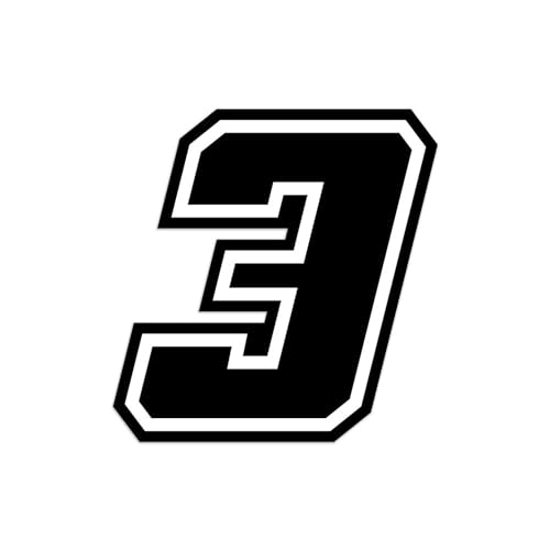4R Quattroerre.it 13373 Racing Number 3 Moto GP, Black, 10 x 10 cm