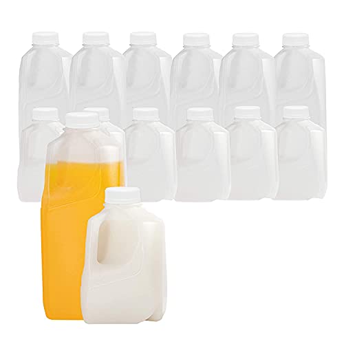 Half Gallon Jugs With Caps 64oz (6PK) and 32oz (6PK) Empty Plastic