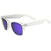 Matte Frosted Frame Reflective Colored Mirror Lens Horn Rimmed Sunglasses 54mm (Frost/Purple Mirror)