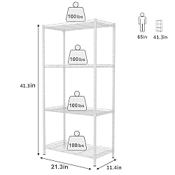 HOMEFORT 4-Shelving Unit, Adjustable Wire