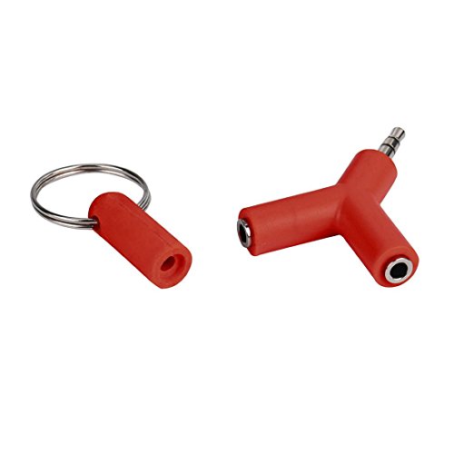 Livoty Audio Splitter Y Jack Male to 2 Female M/F 3.5mm Stereo Earphone (Red)