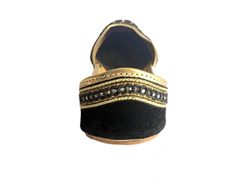 Step N Style Women's Handmade Khussa Jutti Shoes - Velvet & Leather Flat Mojari, Punjabi Ethnic Ballerina