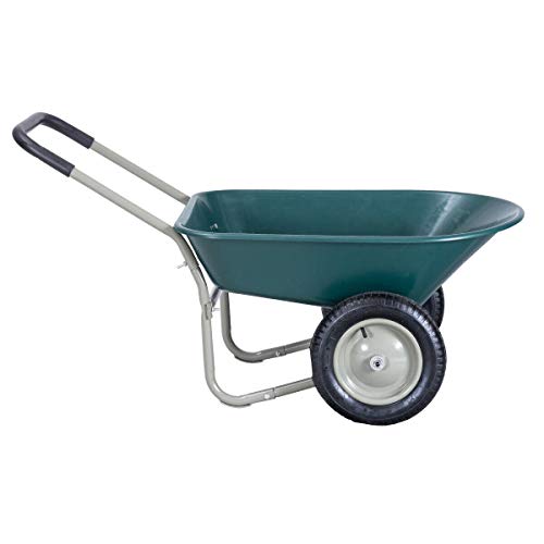 Dual Wheelbarrow Garden Cart Utility Cart Outdoor, Heavy-Duty Steel Frame, Suitable for Patio, Warehouse, and Farm