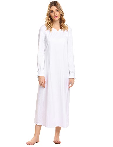Ekouaer Womens Casual Loungewear V Neck Lace Sleepwear Full