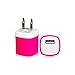 Universal USA Plug USB Travel Adapter US Home Wall Charger for iPhone 6 5 5s 5c 4s 6s 6Plus Samsung HTC Blackberry LG Huawei (4Pack(HotPink,Blue,Green,Orange))