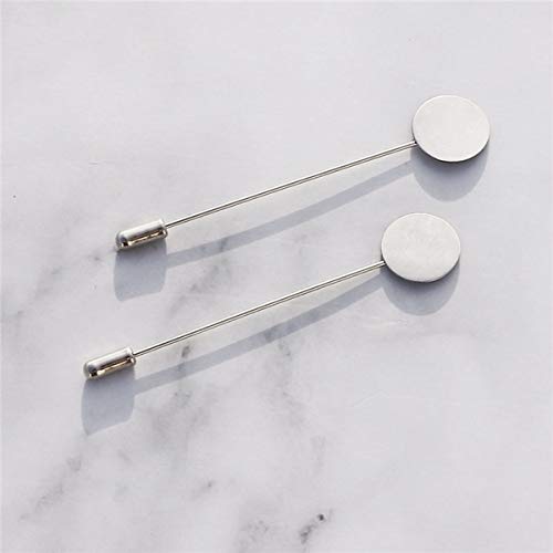 Lind Kitchen 20pcs Round Tray Brooch Pin Stick 15x76mm Stainless Steel DIY Handmade Dress Costume Jewelry Making Accessories Safety Brooch Lapel Pins (Silver)