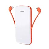 10000mAh Power Bank with Built-in Type C and Micro USB Cable, Charmast External Battery Portable Charger Pack for iPhone Samsung Huawei Android Cell Phones (White)
