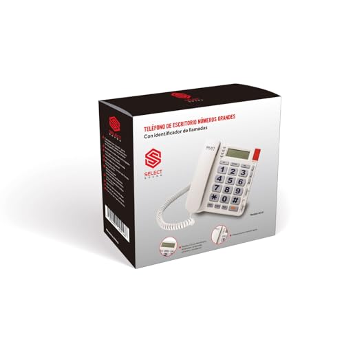 Select Sound | Teléfono Alámbrico con Numeros Grandes e identificador de Llamadas con función de Manos Libres para Casa U Oficina
