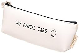 Tobway Boutique Small PU Pencil Bag Case Holders with Zipper (White)