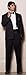 New Mens 5 Piece (5pc) Complete Single Breasted Black Tuxedo Suit, 48R 42W