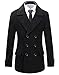 Beninos Mens Wool Slim Fit Double Breasted Half Trench Coat (0051, Black, L)