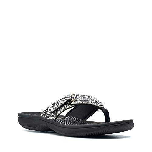 Clarks Women's Breeze Sea Flip-Flop, Black/White
