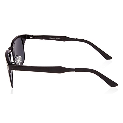 SUNGAIT Classic Half Frame Clubmaster Sunglasses with Polarized Lens (Black Frame Gray Lens)