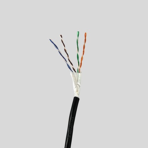 Cat5e Outdoor, 1000ft, Waterproof Direct Burial Rated CMX, Unshielded UTP, Solid Bare Copper Bulk Ethernet Cable, 350MHz, ETL Listed, Black, trueCABLE