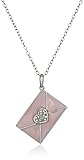 Sterling Silver Diamond Envelope with Heart Pendant Necklace
