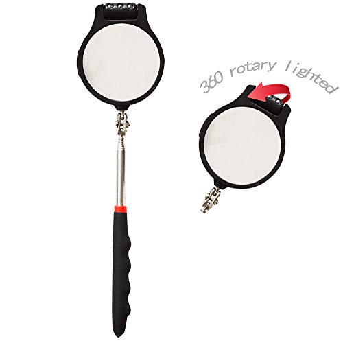HARDK Telescoping Inspection mechanics Mirror LED Lighted Flexible 360 Swivel Inspection